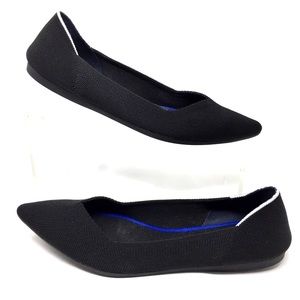 Rothy’s Point Solid Black White Halo Flats Shoes